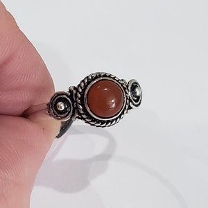 Carnelian ring, 925 silver carnelian gemstone vintage antique ring